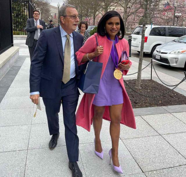 Mindy Kaling Wore a Spring Dress With Hip Cutouts