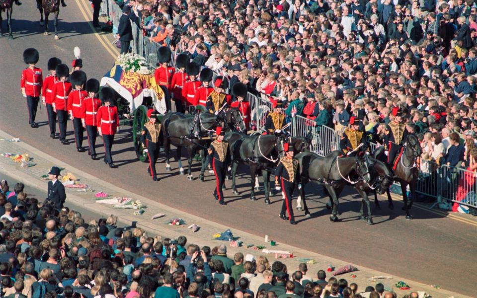 Crowds watch Princess Diana's funeral procession -  PA Archive/ Barry Batchelor