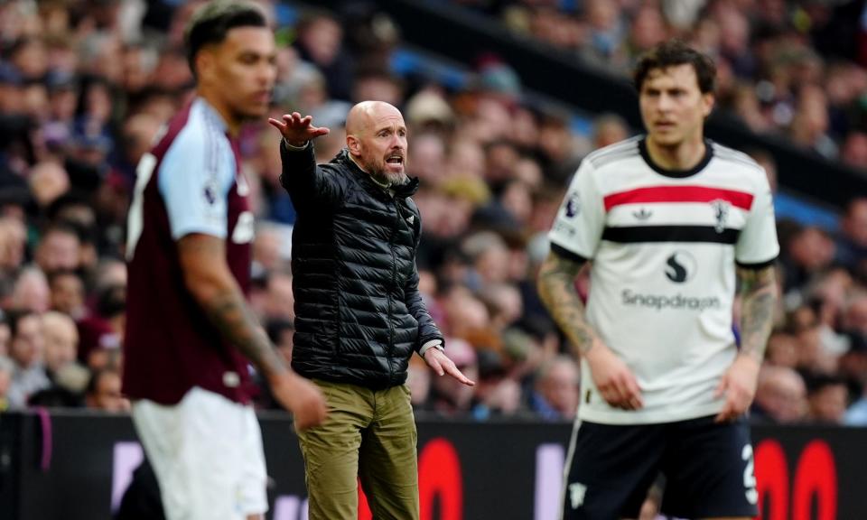 <span>Erik ten Hag promised ‘one day it will click’ as Manchester United set out not to lose at Aston Villa.</span><span>Photograph: Mike Egerton/PA</span>