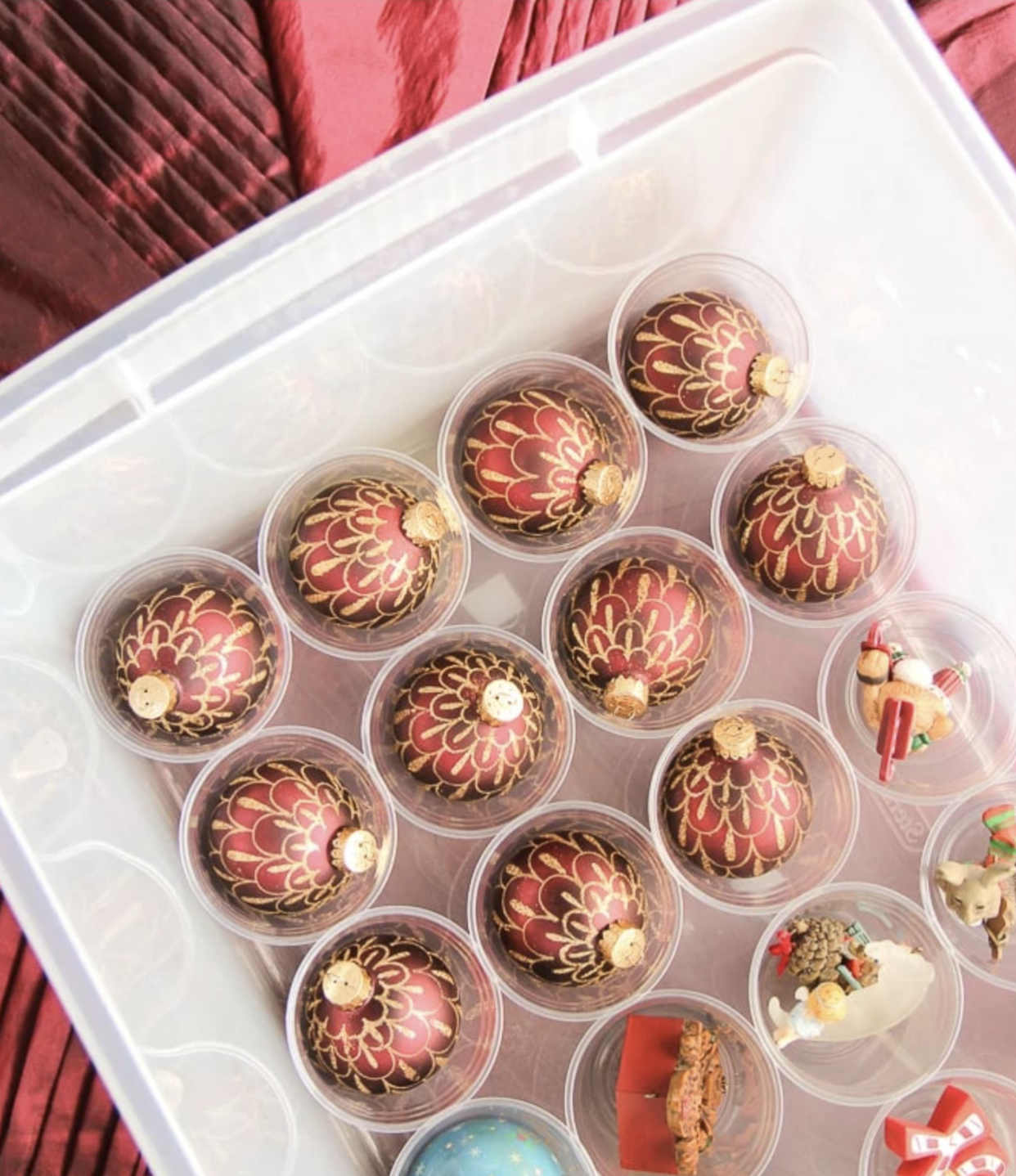 ornament storage in plastic cups