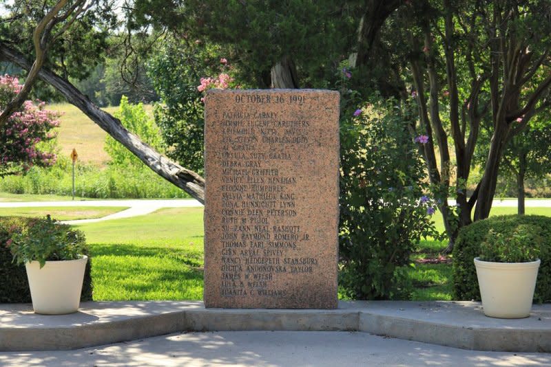 A memorial honoring the victims of the Luby's massacre October 16, 1991, stands in Killeen, Texas. File Photo by Larry D. Moore/Wikimedia