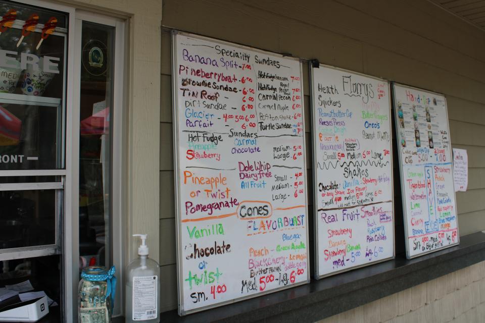 The menu at Dune Dogz and Treats in Park Township.