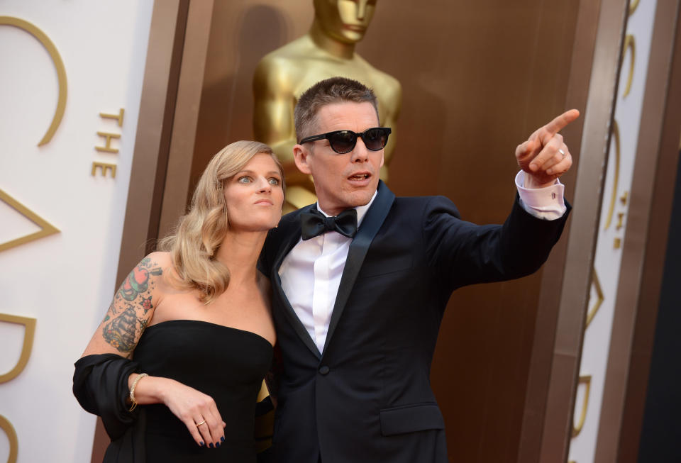 Ethan Hawke, right, and Ryan Hawke arrive at the Oscars on Sunday, March 2, 2014, at the Dolby Theatre in Los Angeles. (Photo by Jordan Strauss/Invision/AP)