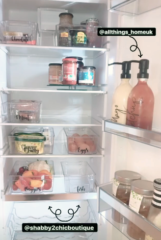 Stacey's fridge is organised and labelled! (Photo: Stacey Solomon/Instagram)