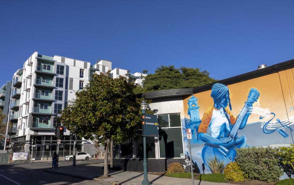 A modern housing complex in downtown Santa Cruz.