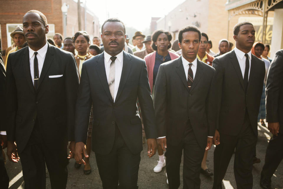 from left: Colman Domingo, David Oyelowo, as Martin Luther King Jr., Andre Holland, Stephan James