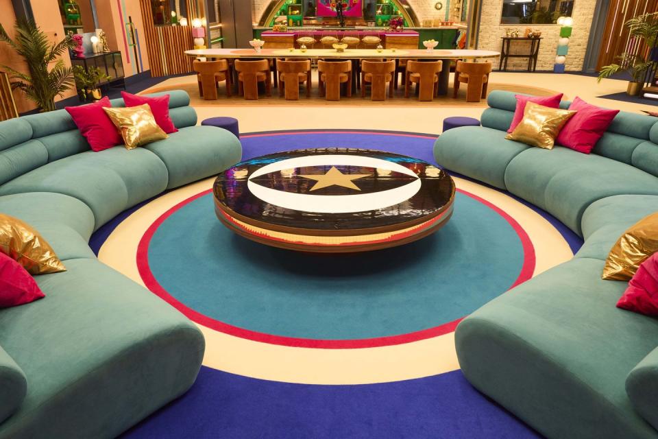 Celebrity Big Brother 2024 House sofa area with table