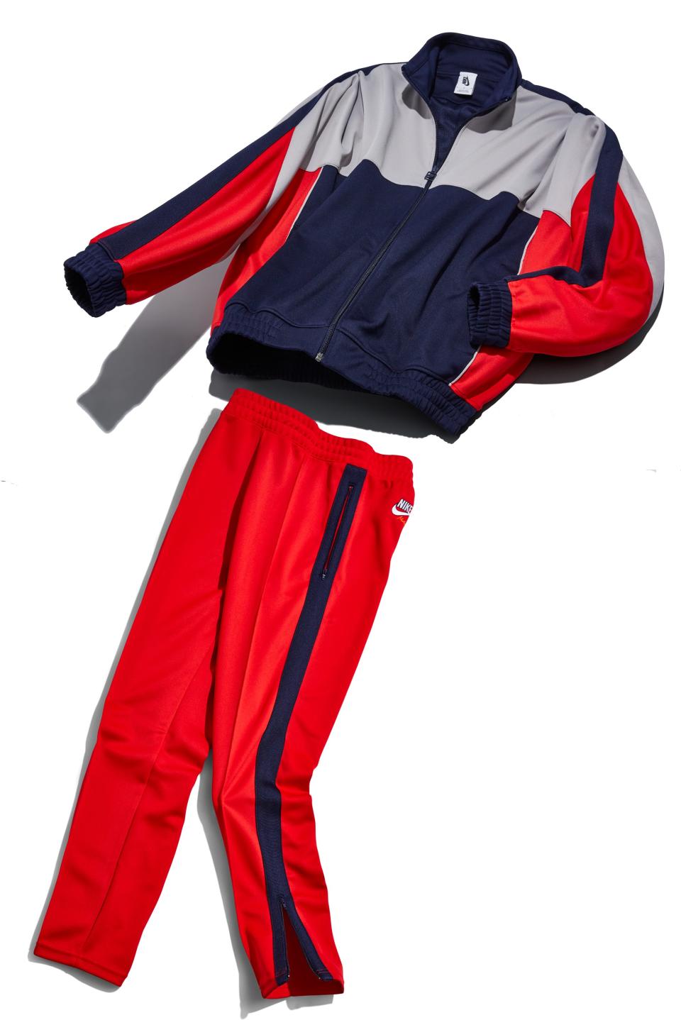 <cite class="credit">Track jacket, $250, and track pants, $200, by NikeLab x Martine Rose</cite>