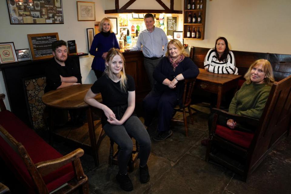 Hereford Times: Staff at the Harp Inn, Old Radnor