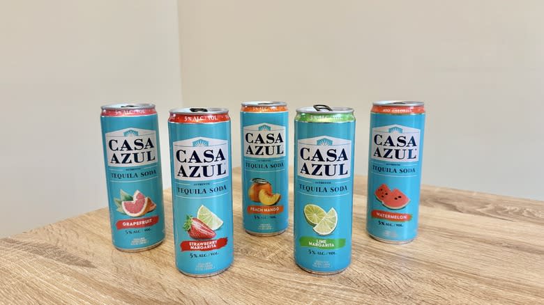 Five Casa Azul canned drinks