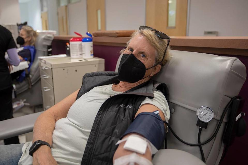 Vitalant of San Luis Obispo blood donation center is in dire need of donors to boost the blood supply during this pandemic. Jane Brennan of San Luis Obispo gives blood on a regular basis.