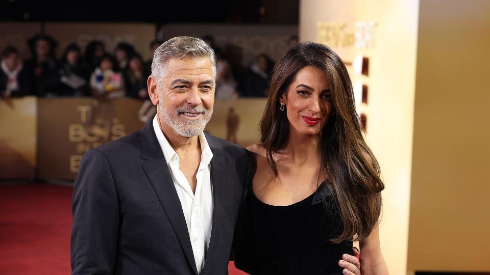 london, england december 03 george clooney and amal clooney attend the uk premiere of the boys in the boat at curzon cinema mayfair on december 03, 2023 in london, england photo by neil p mockfordgetty images