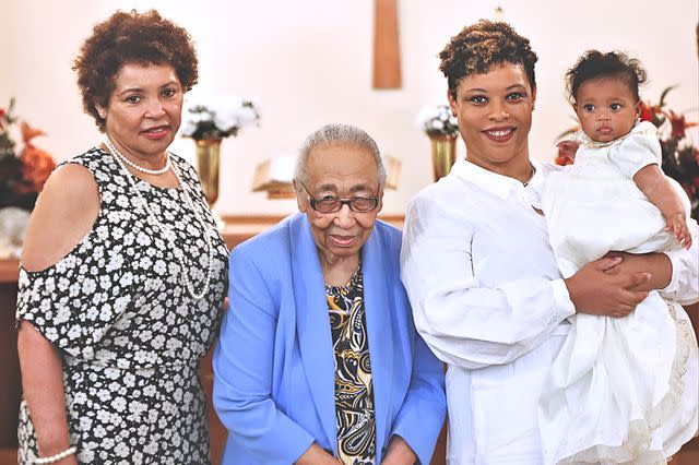 <p>Felicia Brumfield Gathe/Sweet Sunshine Photography</p> Shalanda Young (third from left) stands with her mother, grandmother and daughter