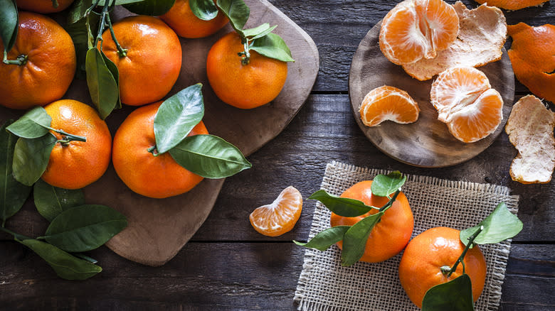 Mandarin oranges on table
