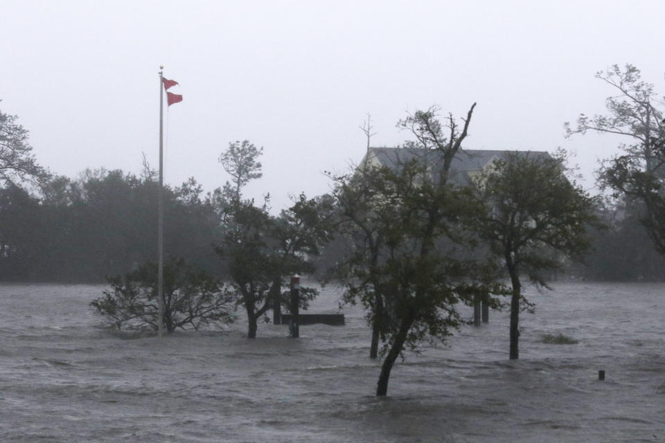High winds and storm surge from Hurricane Florence hits Swansboro on Friday.