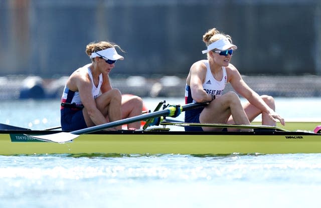Great Britain’s Helen Glover (left) and Polly Swann