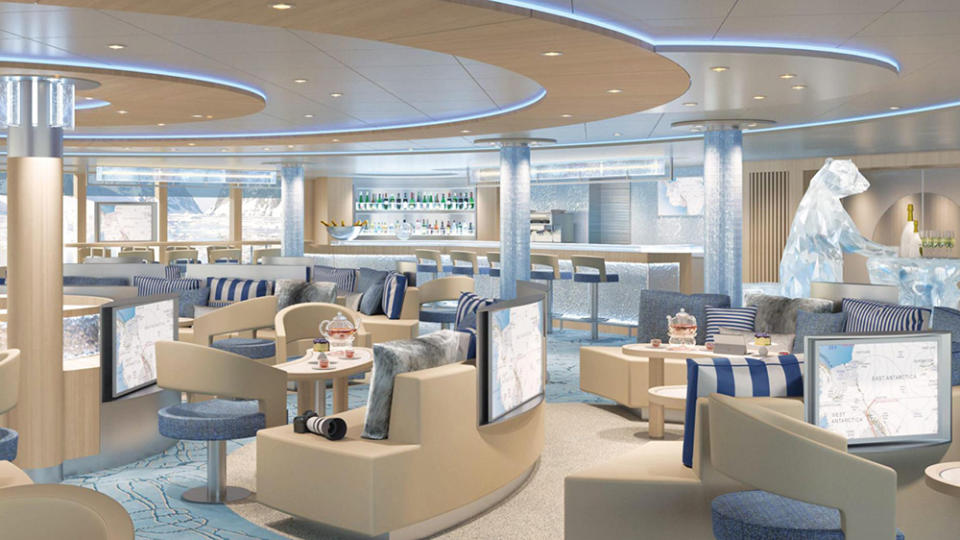 The lounge space with a bar. - Credit: Courtesy of Lindblad Expeditions