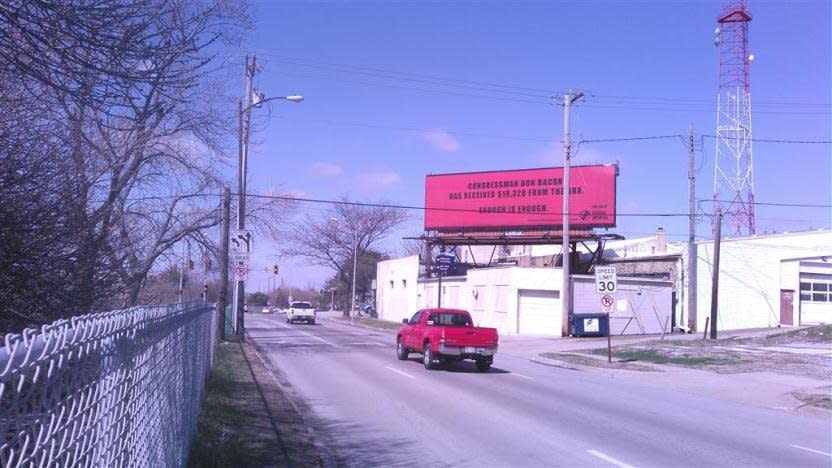 Billboard in Omaha on NRA contributions to Rep.&nbsp;Don Bacon (R-Neb.). (Photo: Survivors Empowered)