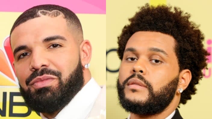 X University in Toronto is launching a course early next year that explores the careers and impact of two of the Canadian city’s biggest artists, Drake (left) and The Weeknd (right). (Photos: Rich Fury/Getty Images for dcp)
