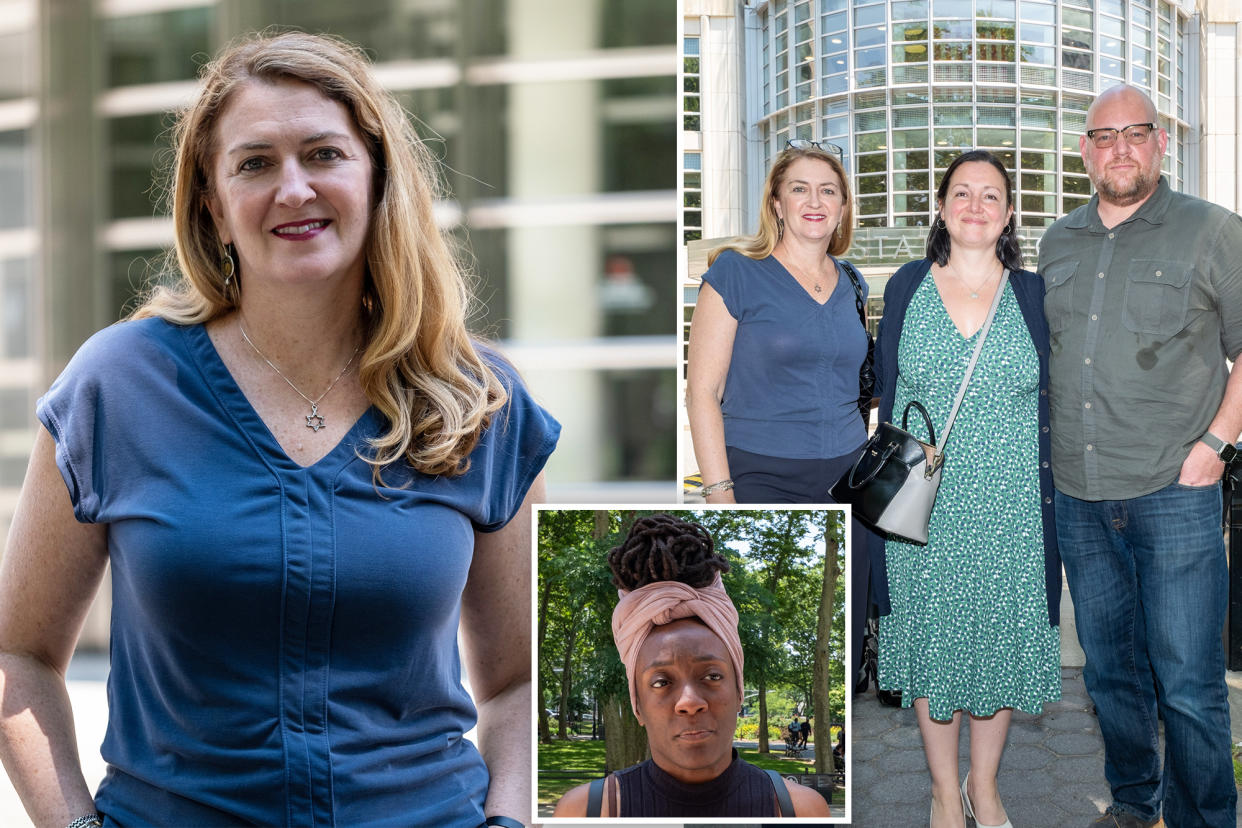 Maud Maron at left; Maron with Deb Alexander and Noah Harlan, at right; inset of Tajh Sutton, bottom center