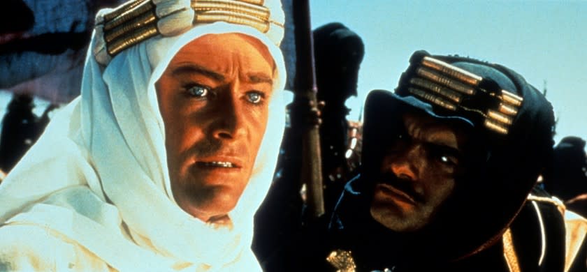 Peter O'Toole and Omar Sharif in a scene from the film "Lawrence of Arabia."