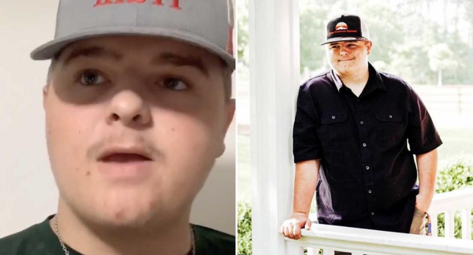 Tim Hall, 18, aka Timbo the Redneck, is pictured.