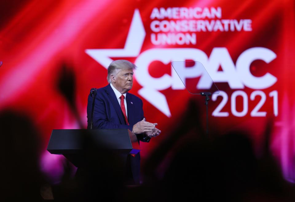 Former U.S. President Donald Trump at  the Conservative Political Action Conference (CPAC) on Feb. 28, 2021, in Orlando, Florida.