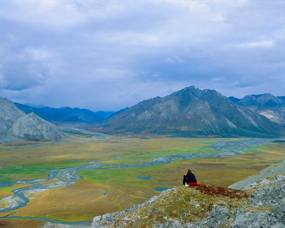 A human enjoying wild habitat.