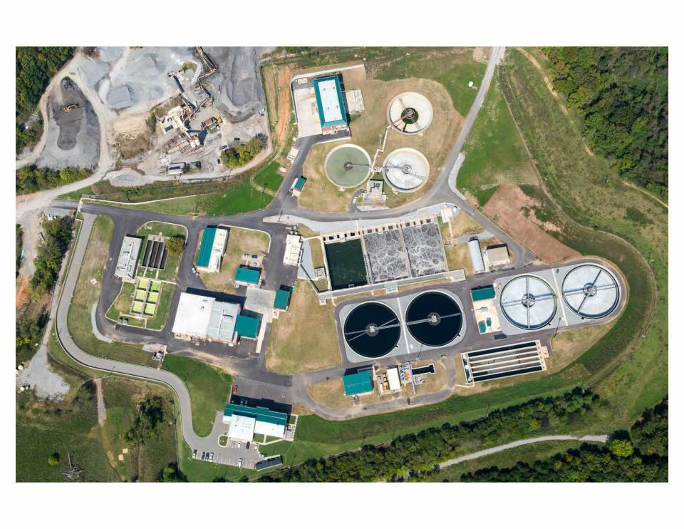 The Clarksville Wastewater Treatment Plant, seen from an aerial photo.