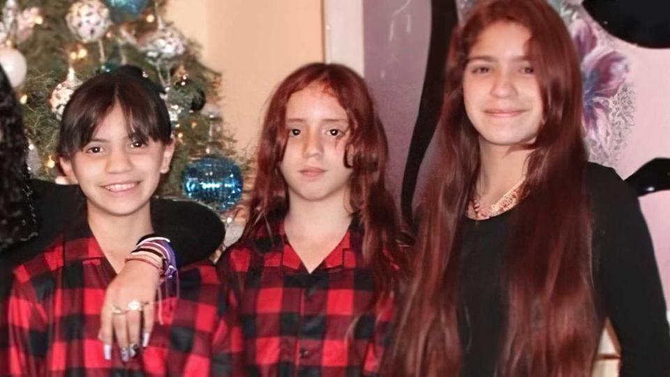 From left, Samarah, Samantha and Samia Gutierrez are seen in an undated photo provided by the family. The three girls were killed Monday, Feb. 28, 2022, at The Church in Sacramento during a visitation with their father, who opened fire on them and a chaperone before killing himself.
