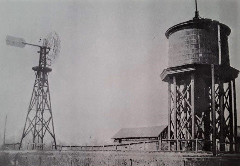 Petersburg was a key farming and railroad stop in the early 1900s. The water tower pictured here serviced the railroad’s needs.