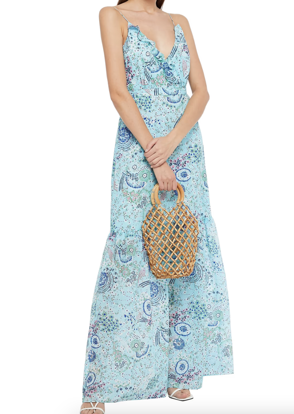 Saloni Ruffled floral-print cotton-blend jacquard maxi dress (Photo: The Outnet)


