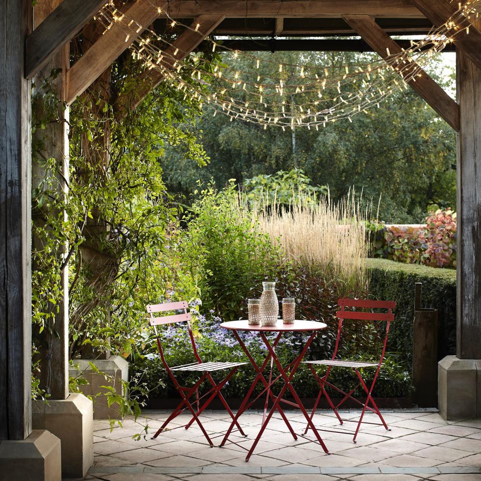 Adorn a patio with fairy lights