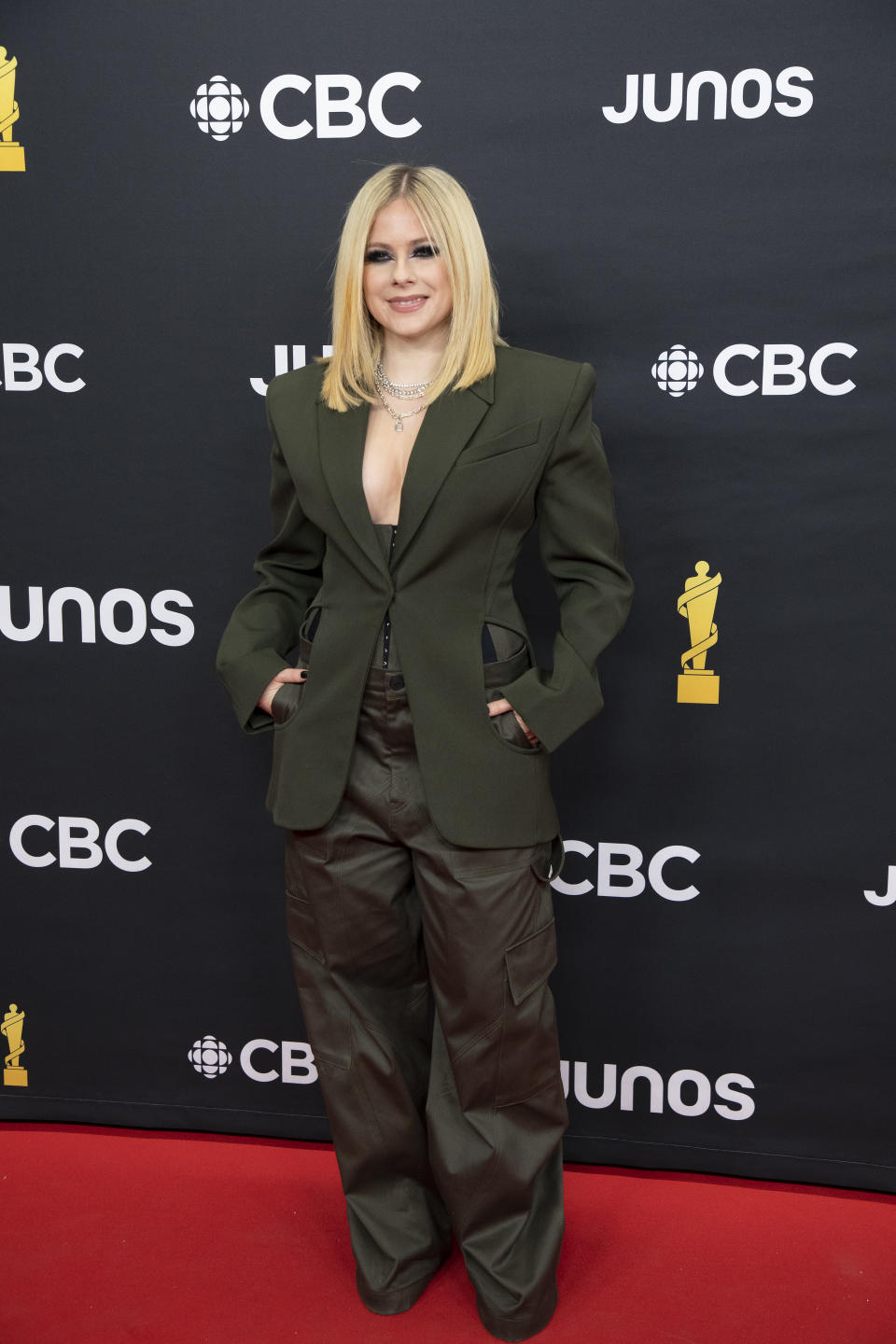 Avril Lavigne arrives on the red carpet for the Juno Awards in Edmonton on Monday, March 13, 2023. THE CANADIAN PRESS/Jason Franson