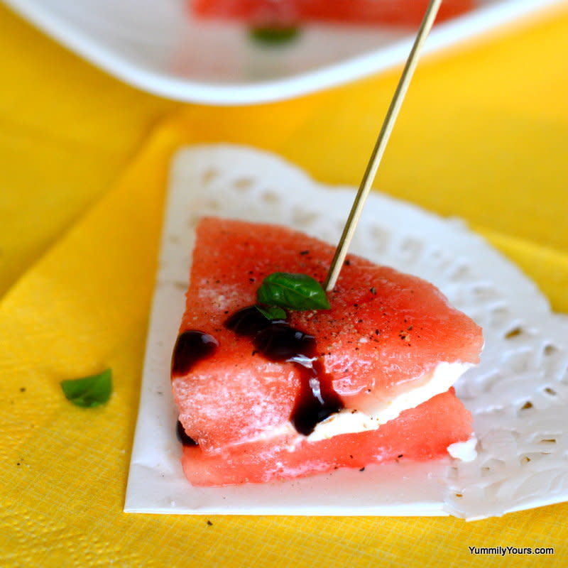 <strong>Get the <a href="http://yummilyyours.com/watermelon-sandwiches-recipe/">Watermelon Goat Cheese Sandwich</a> recipe from Yummily Yours</strong>