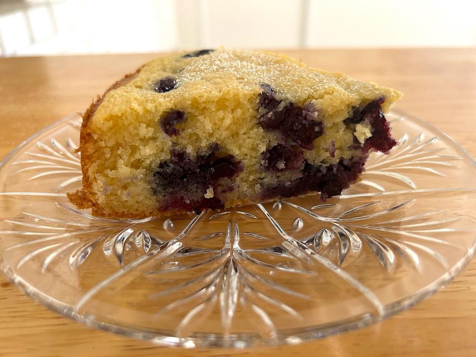 Slice of Ina Garten's Blueberry Ricotta Breakfast Cake