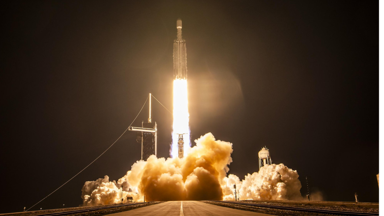  The Falcon Heavy carrying the USSF-52 to space launches fropm Florida . 