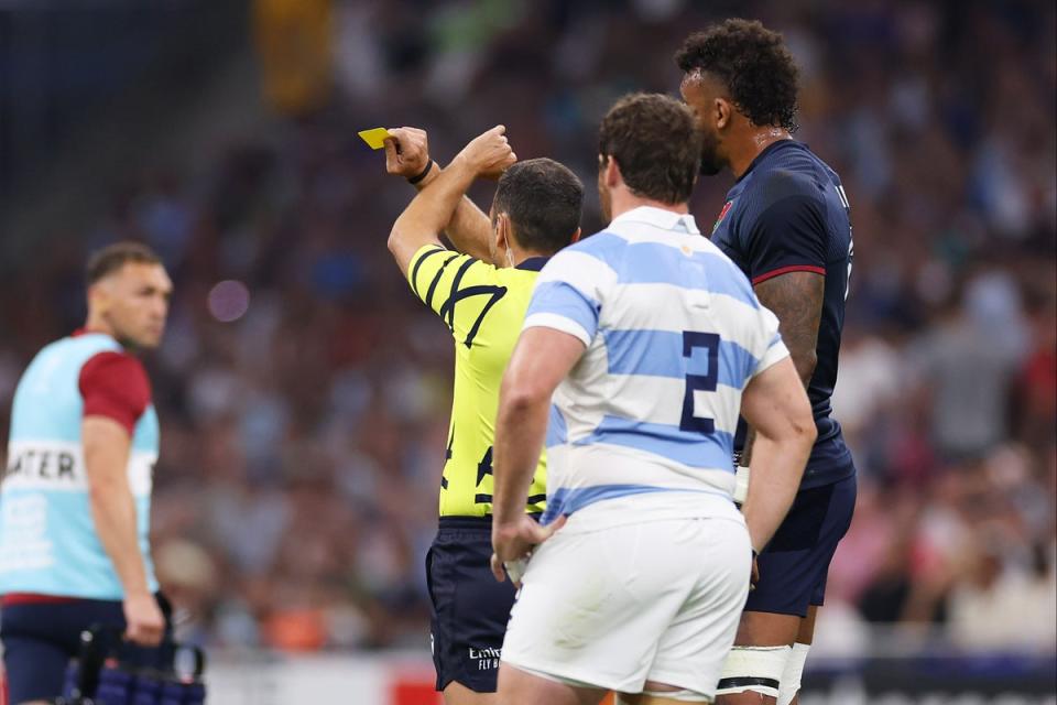 The referee crosses their arms to signal a Bunker review (Getty Images)