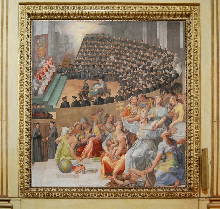 <span class="caption">Council of Trent, Pasquale Cati, 1588.</span> <span class="attribution"><a class="link " href="https://search.creativecommons.org/photos/e5e7788d-c938-4f95-bc77-436df2017c17" rel="nofollow noopener" target="_blank" data-ylk="slk:jimforest/flickr;elm:context_link;itc:0;sec:content-canvas">jimforest/flickr</a>, <a class="link " href="http://creativecommons.org/licenses/by-nc-nd/4.0/" rel="nofollow noopener" target="_blank" data-ylk="slk:CC BY-NC-ND;elm:context_link;itc:0;sec:content-canvas">CC BY-NC-ND</a></span>