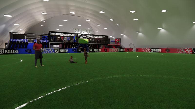 News Shopper: Former professional footballers have created Ballerz which is the first of its kind - offering a mix of training, gaming, and entertainment under one roof in the 30,000 square foot space in Dartford