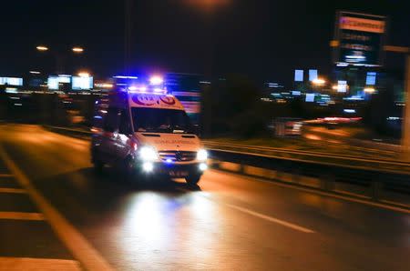 An ambulance arrives at the Ataturk airport in Istanbul, Turkey June 28, 2016. REUTERS/Osman Orsal