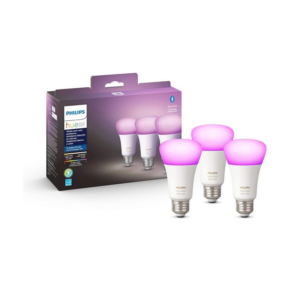 19) Philips Hue White and Color Ambiance Smart Light Bulbs 3-Pack