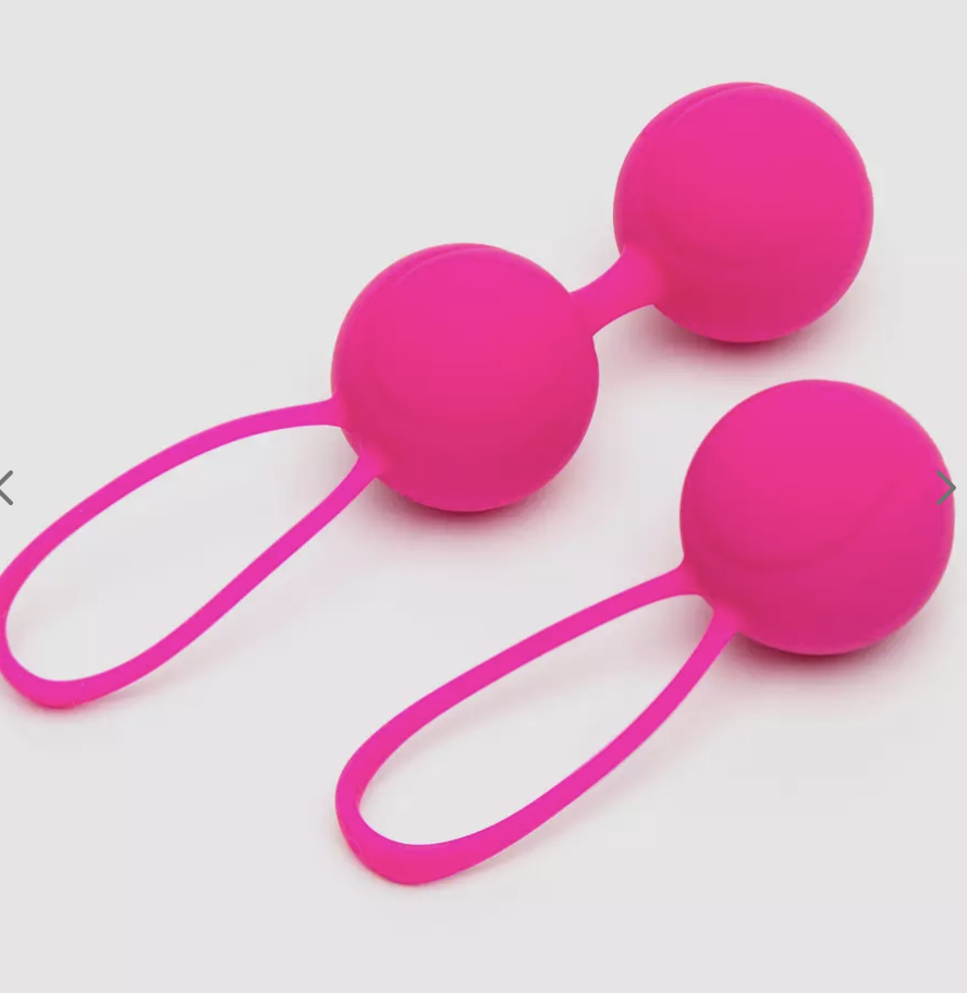 Hot pink double and single jiggle balls with handles. Top Secret Silicone Jiggle Ball Set 80g