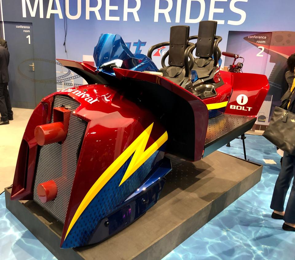 Carnival Cruise Line and Maurer Rides revealed the vehicle for Bolt, the first roller coaster at sea. It will thrill passengers aboard the new Mardi Gras, which is set to sail in 2020.