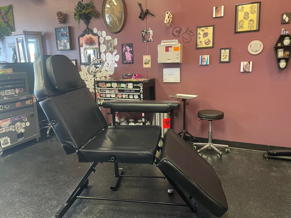 One of the tattoo stations at Ruby Tattoo on Jan. 31, 2023.