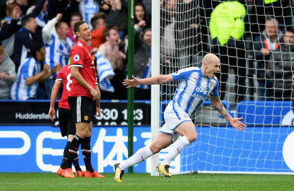 Aaron Mooy scored Huddersfield Town’s opening goal against Manchester United. (Getty)