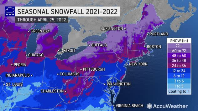 Northeast Seasonal Snowfall 2021-2022