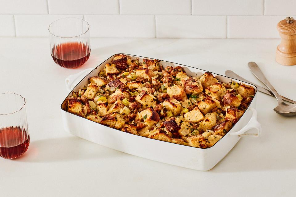 <h1 class="title">Italian Sausage and Bread Stuffing</h1><cite class="credit">Photo by Chelsea Kyle, Prop Styling by Beatrice Chastka, Food Styling by Olivia Mack Anderson</cite>