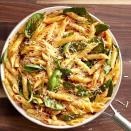 <p>This deliciously savoury red pesto will make you never want to go green again.</p><p>Get the <a href="https://www.delish.com/uk/cooking/recipes/a35706648/roasted-red-pepper-pesto-penne-recipe/" rel="nofollow noopener" target="_blank" data-ylk="slk:Roasted Red Pepper Pesto Penne;elm:context_link;itc:0;sec:content-canvas" class="link ">Roasted Red Pepper Pesto Penne</a> recipe. </p>