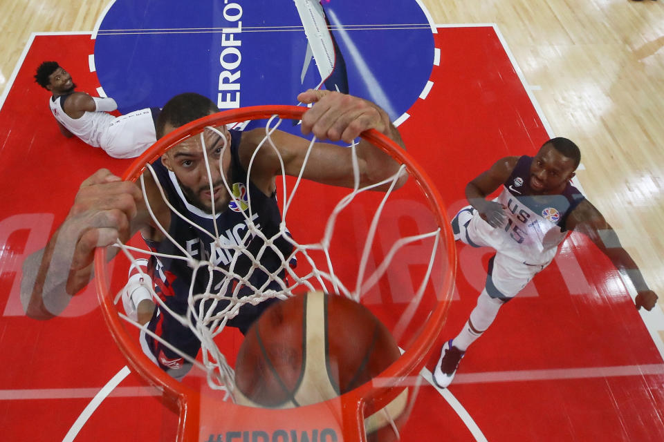 Team USA's small-ball lineups posed no challenge to France's Rudy Gobert. (Getty Images)